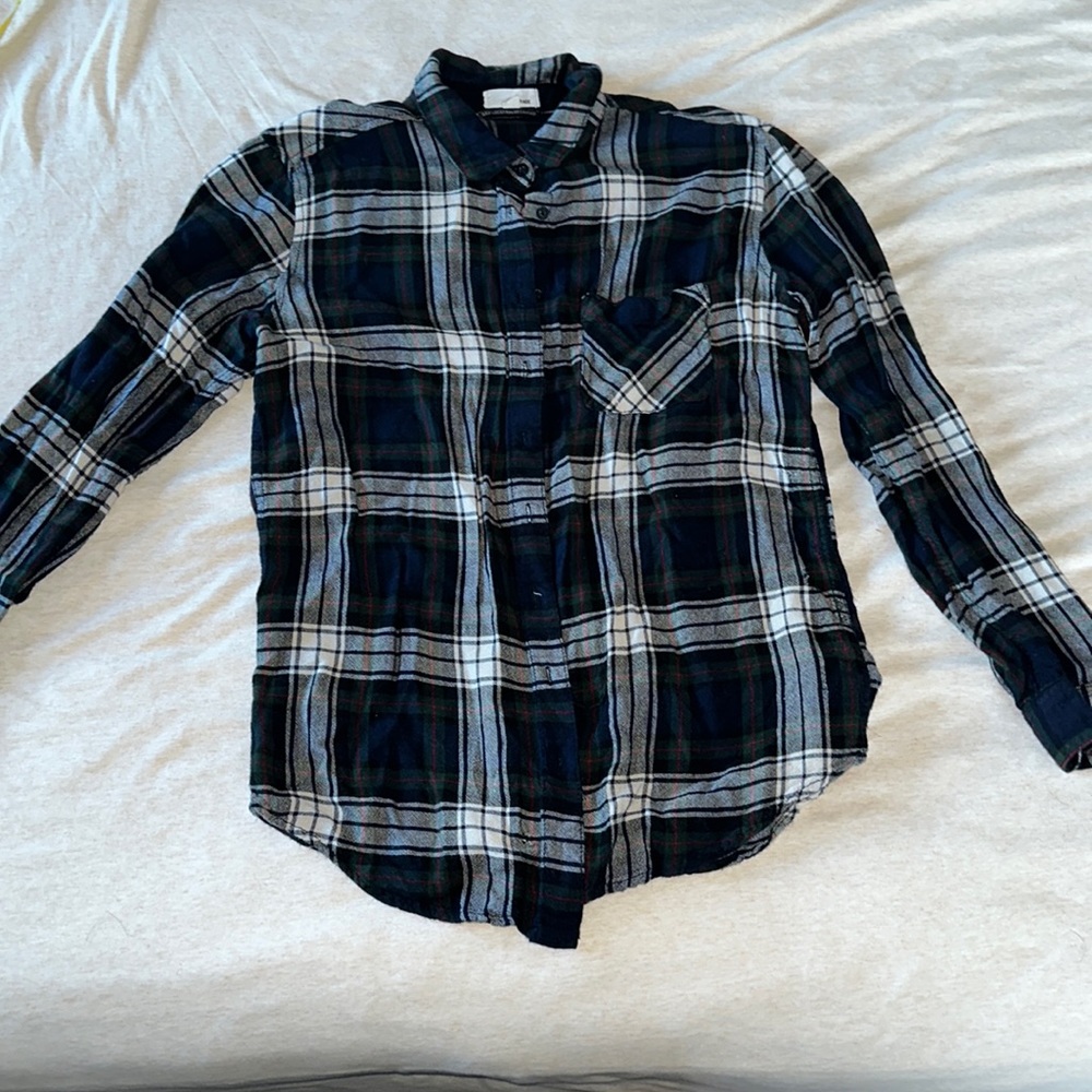 Garage green and Blue flannel button down